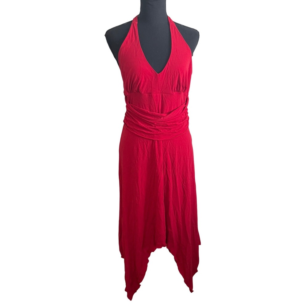 Vintage Windsor Y2K Babydoll Asymmetrical Midi Dress L Red Fairy Grunge Vamp